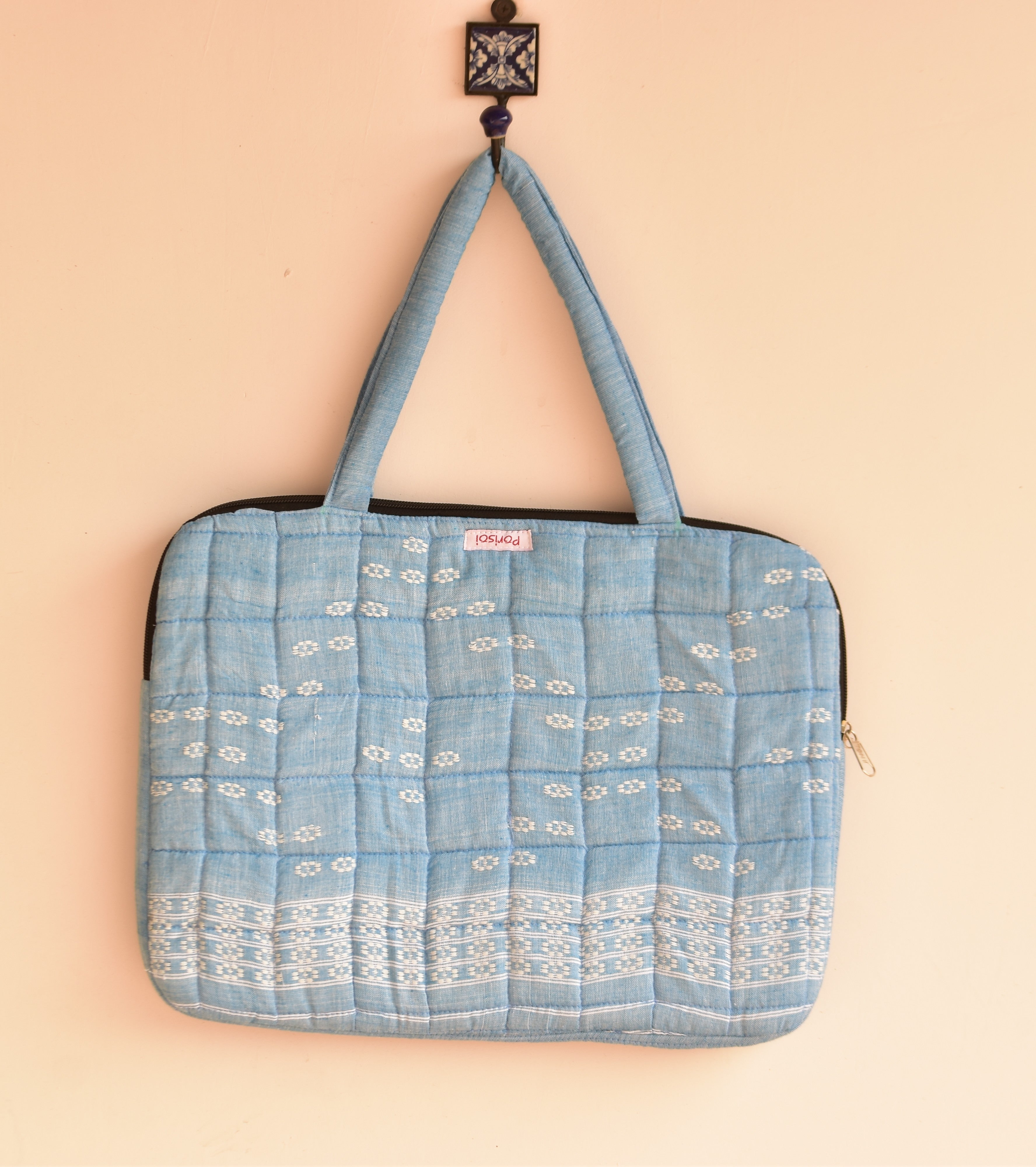 Handwoven Laptop Bag Blue