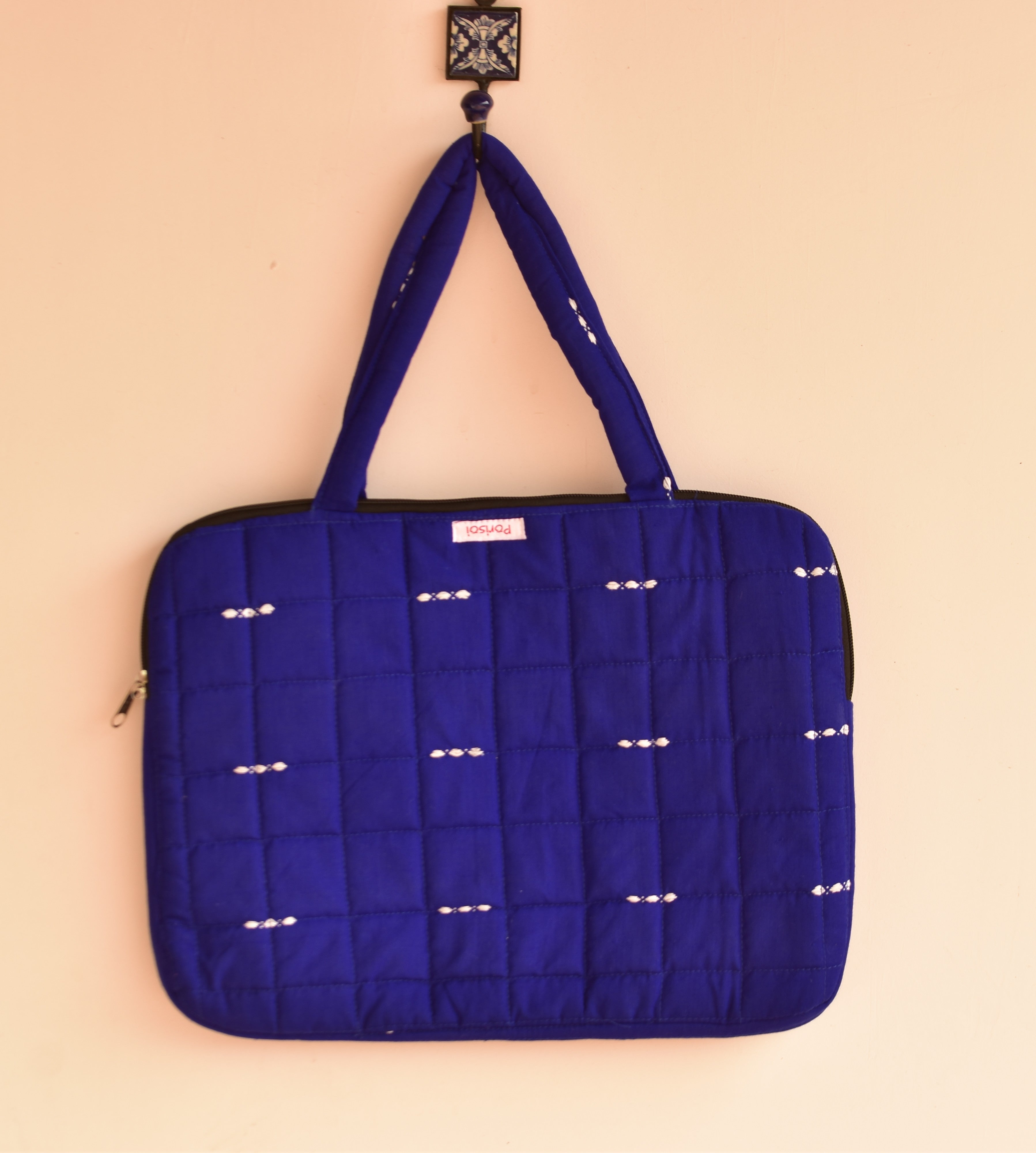 Handwoven Laptop Bag Navy Blue