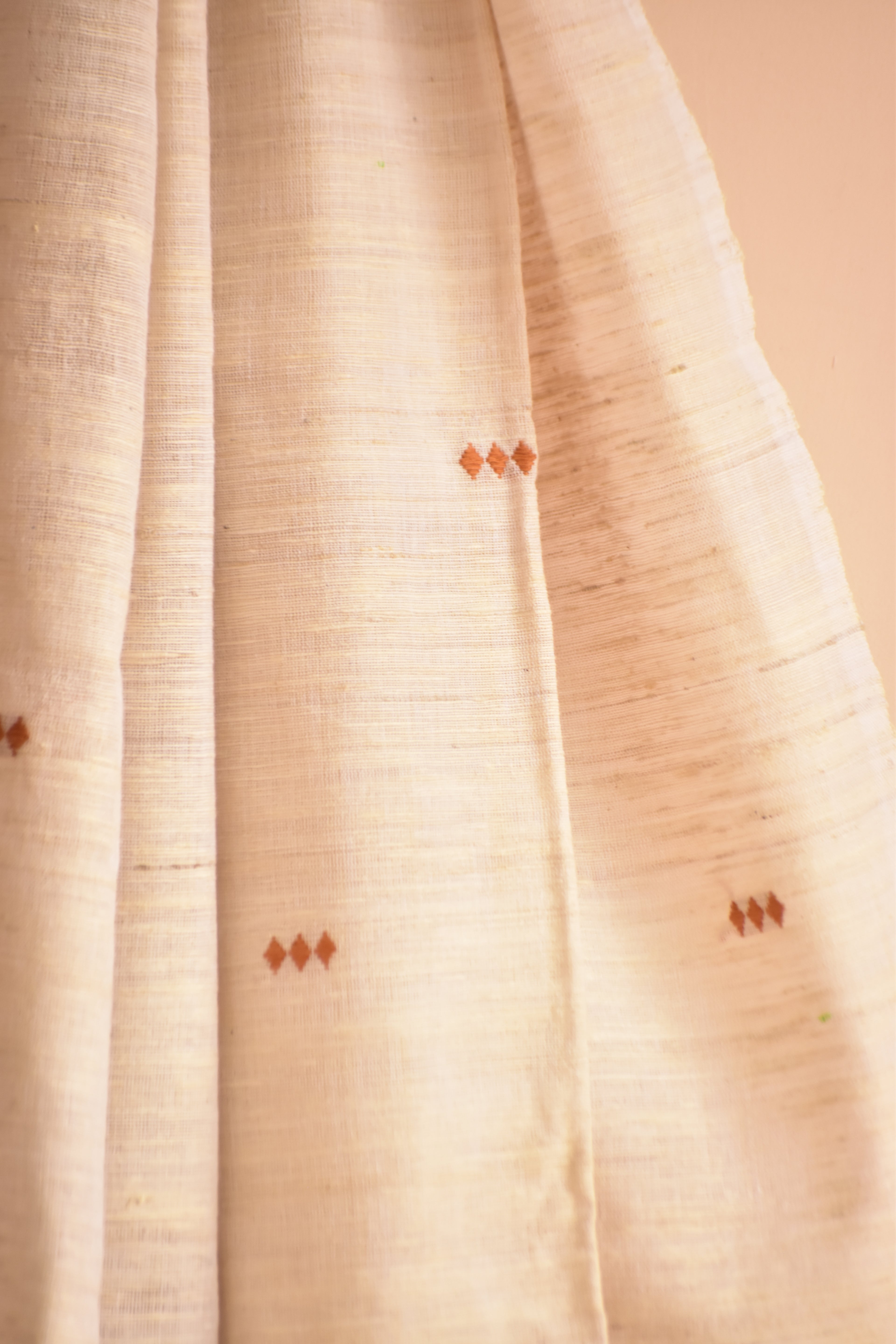 Cotton + Eri Dupatta - Beige Buta & Border