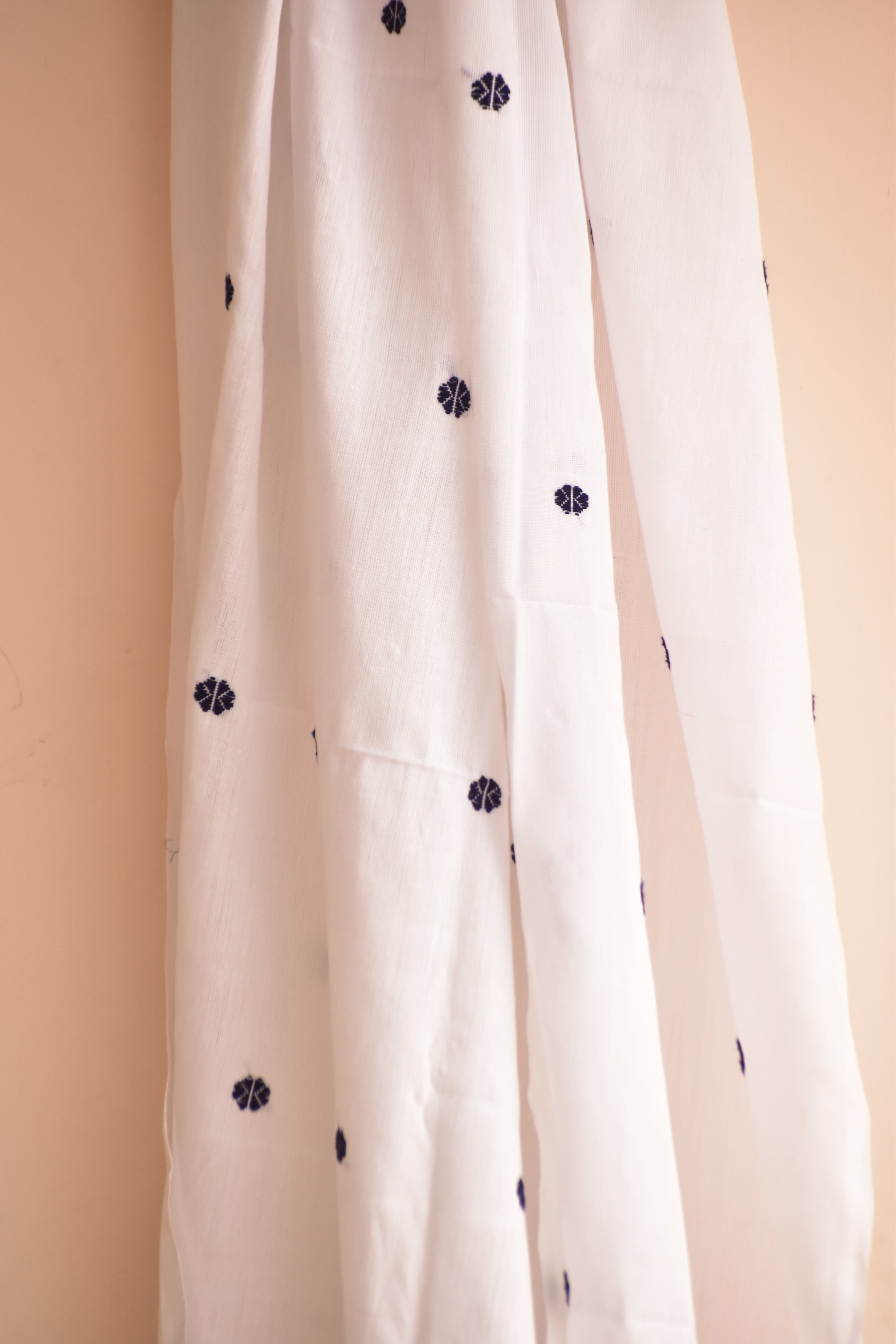 Handwoven Cotton Dupatta White & Blue Buta