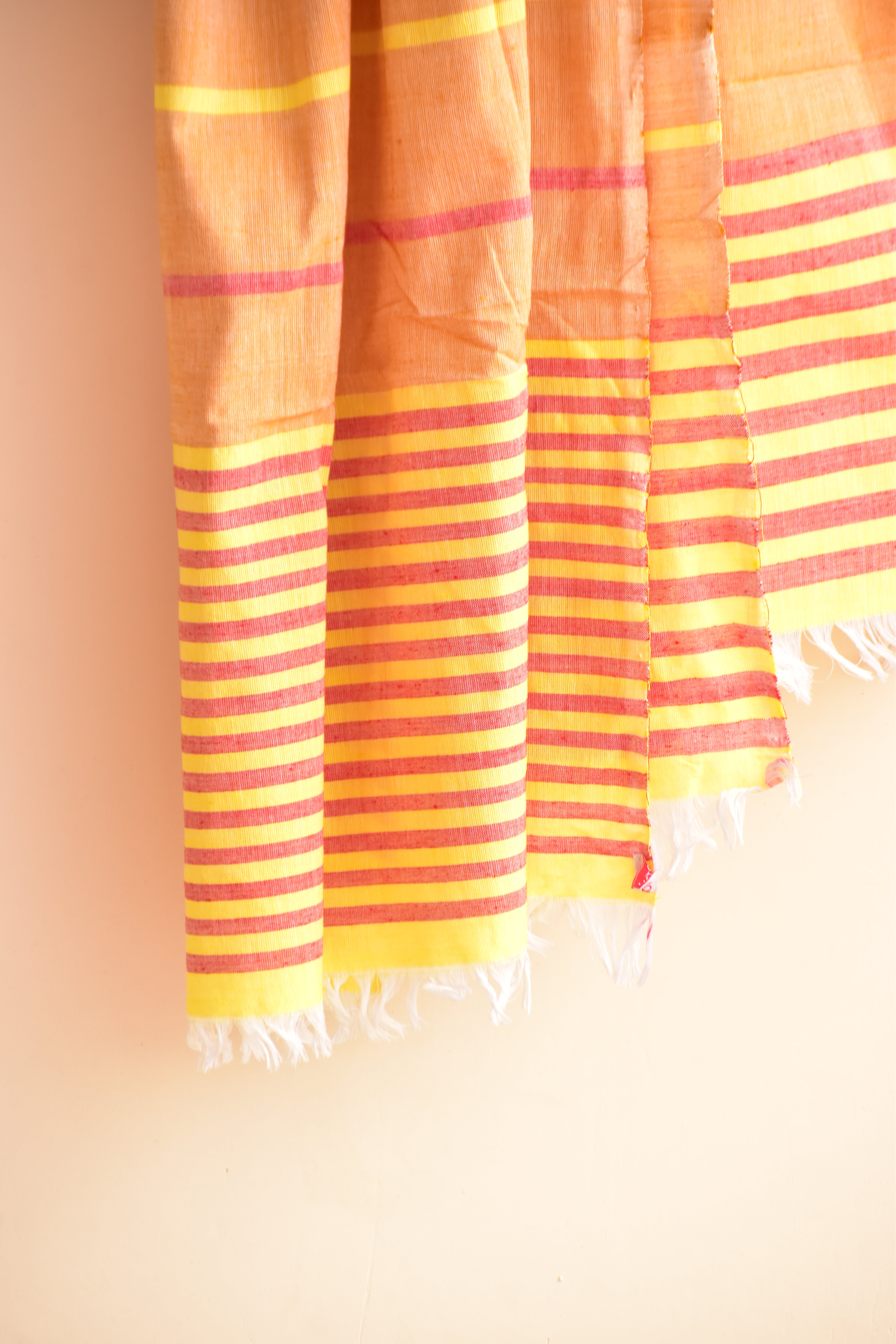 Handwoven Cotton Dupatta Yellow & Red Stripes