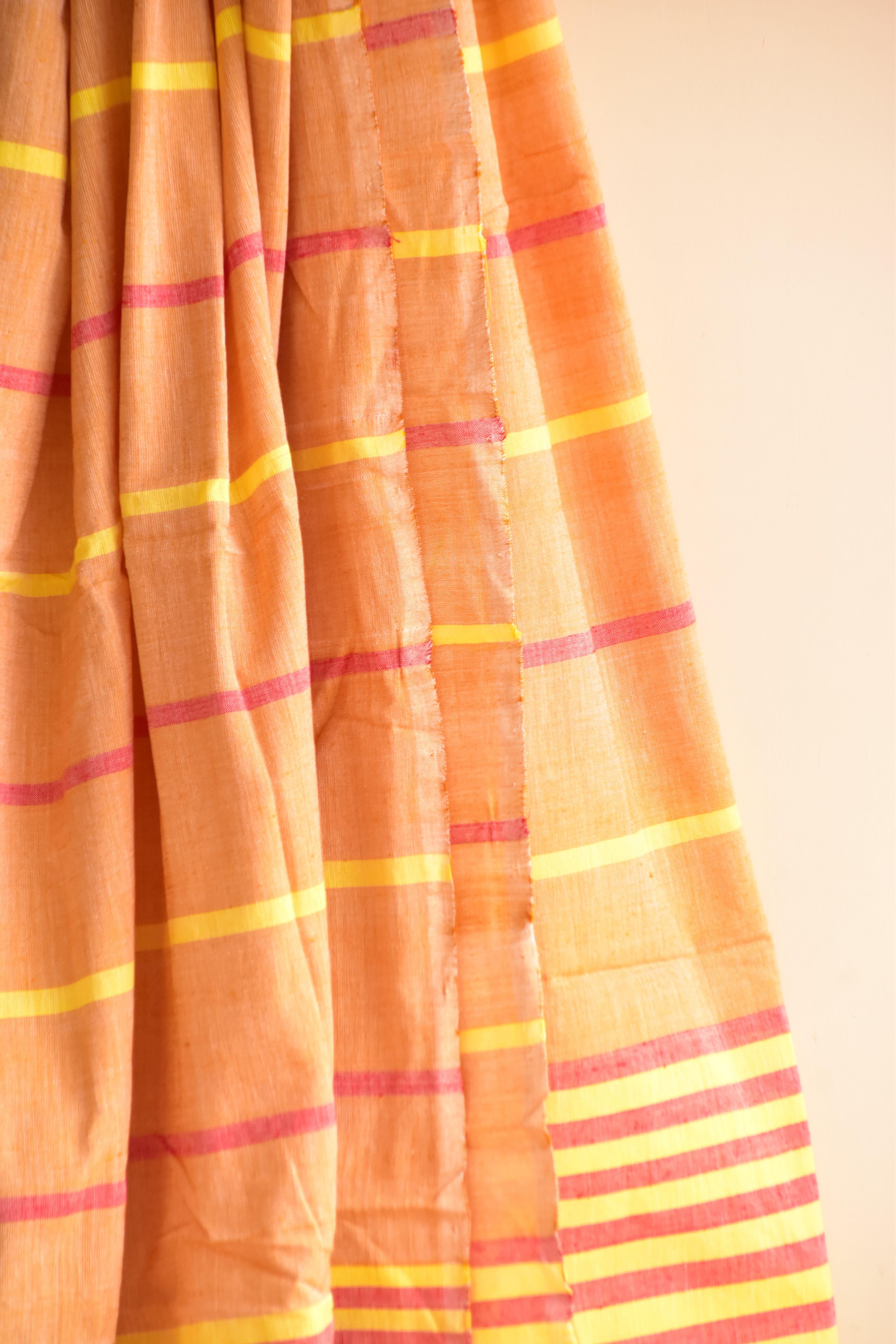 Handwoven Cotton Dupatta Yellow & Red Stripes