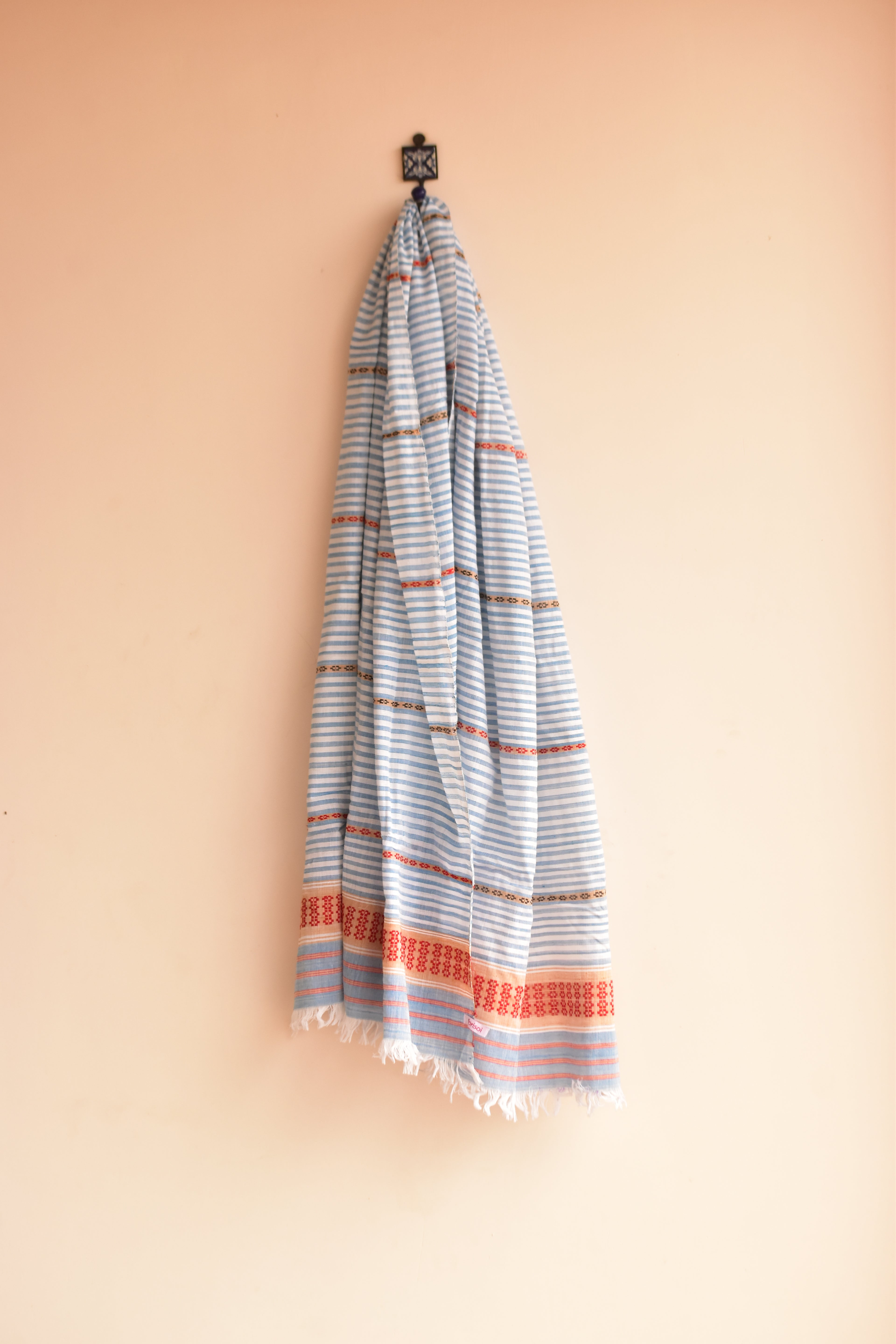 Handwoven Cotton Dupatta Blue & White Stripes