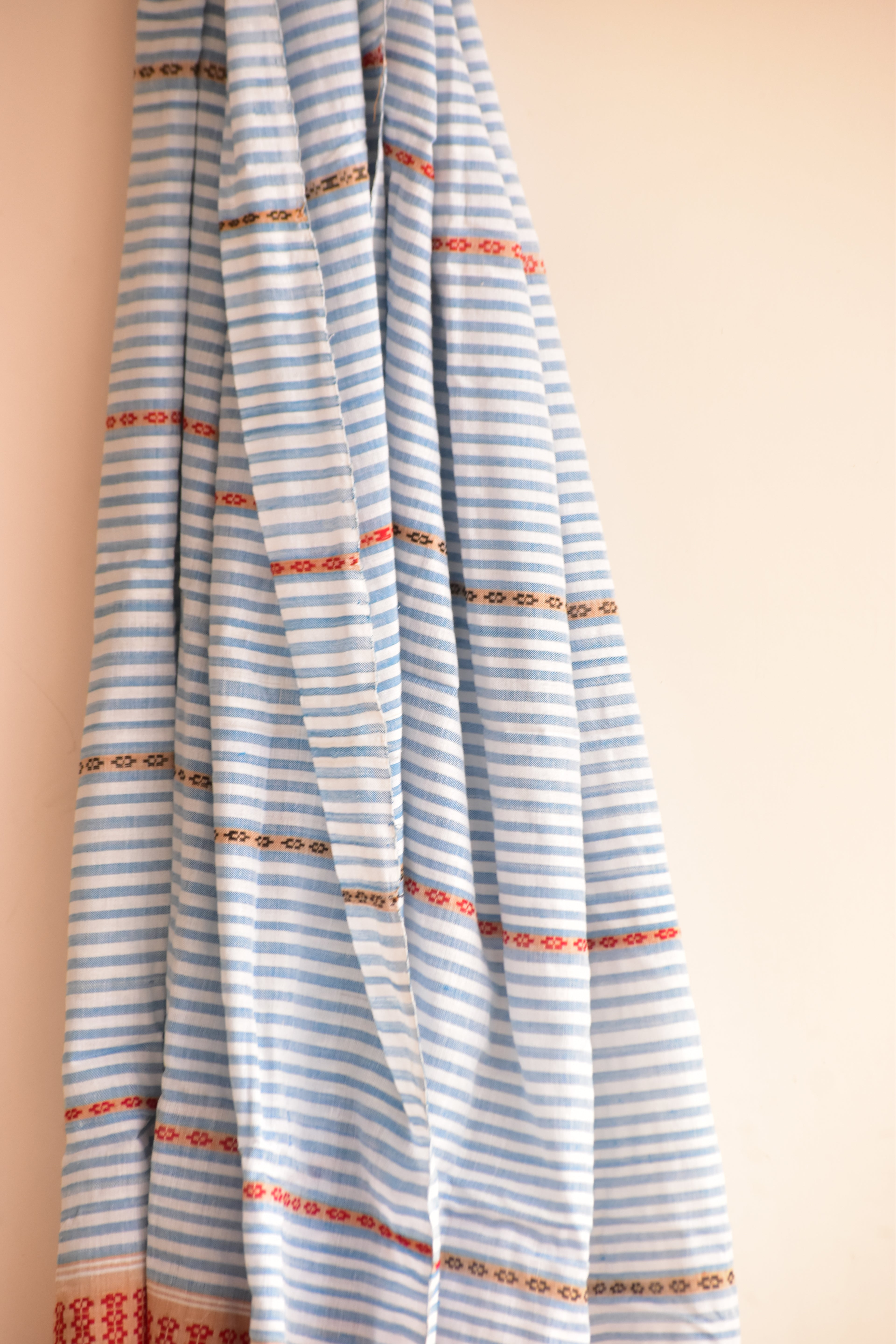 Handwoven Cotton Dupatta Blue & White Stripes