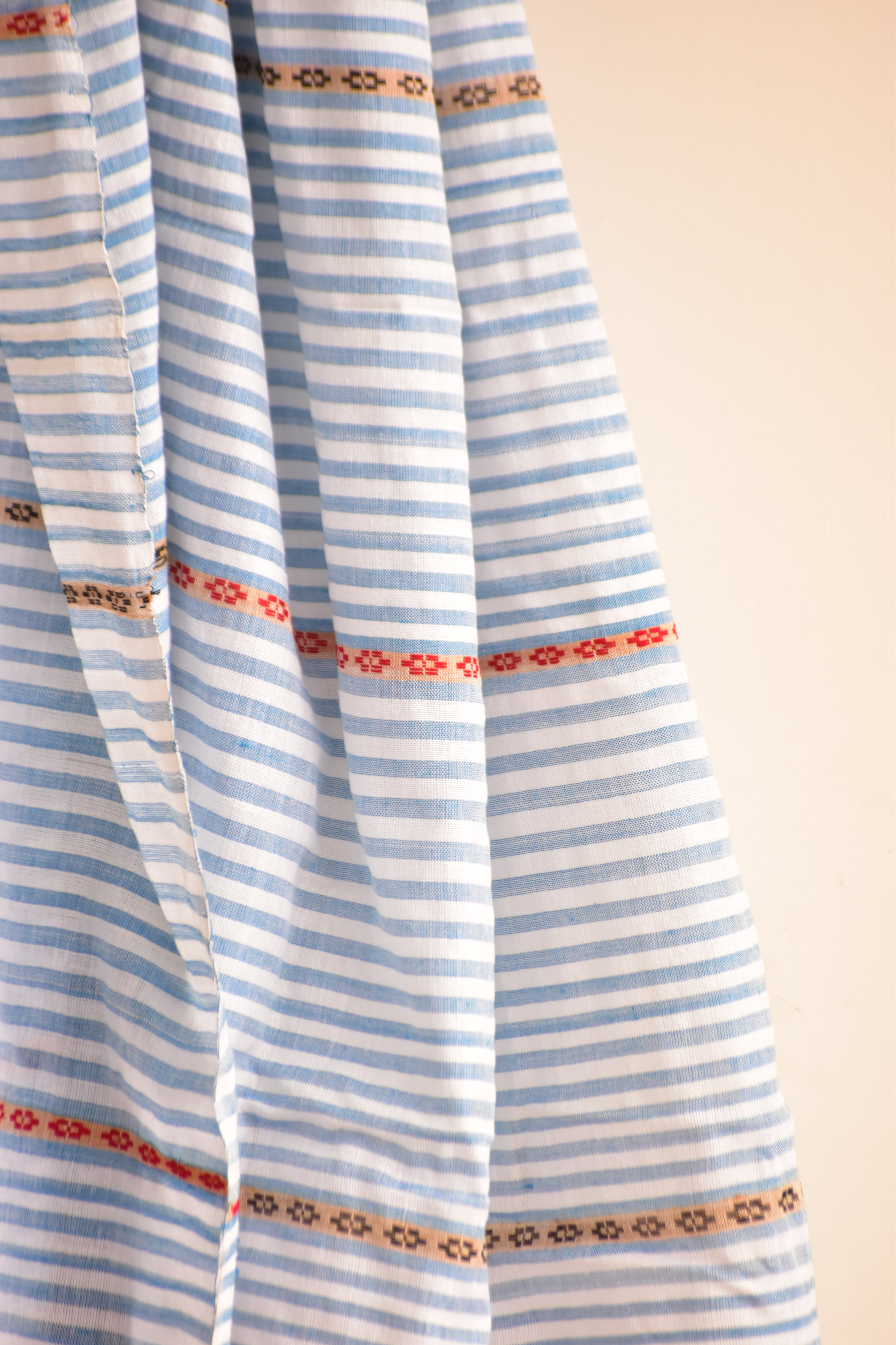 Handwoven Cotton Dupatta Blue & White Stripes