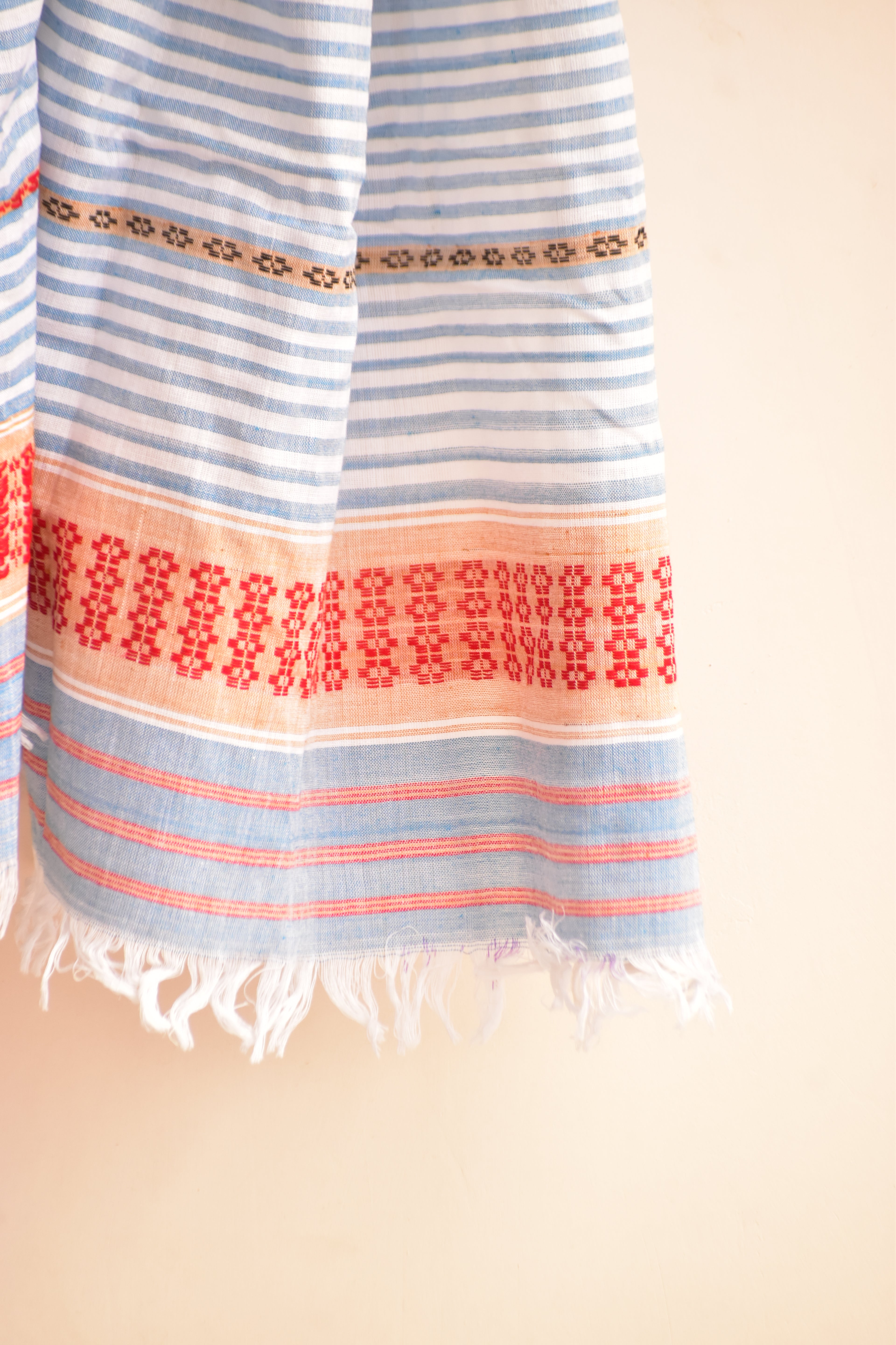 Handwoven Cotton Dupatta Blue & White Stripes