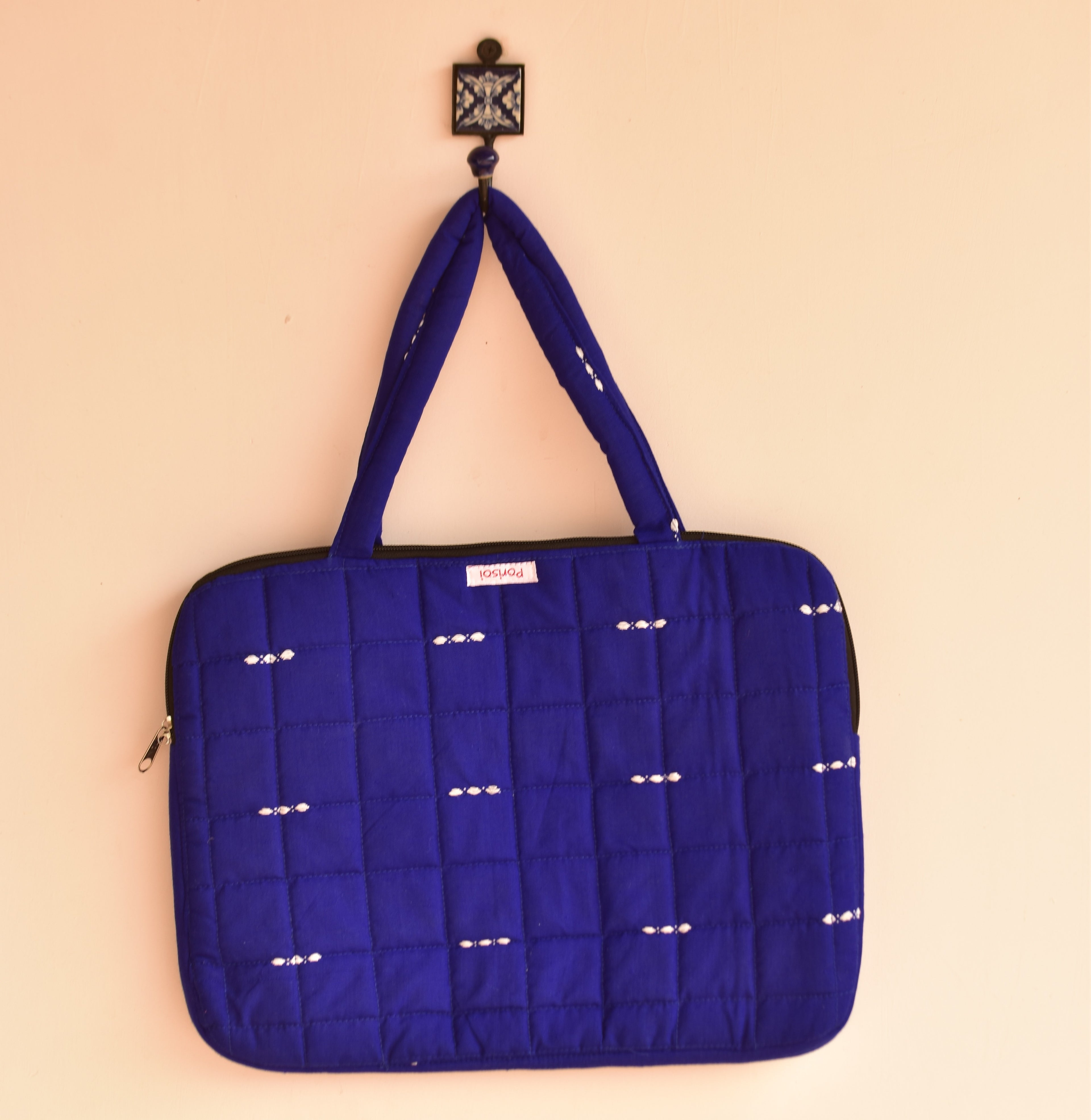 Handwoven Laptop Bag Navy Blue