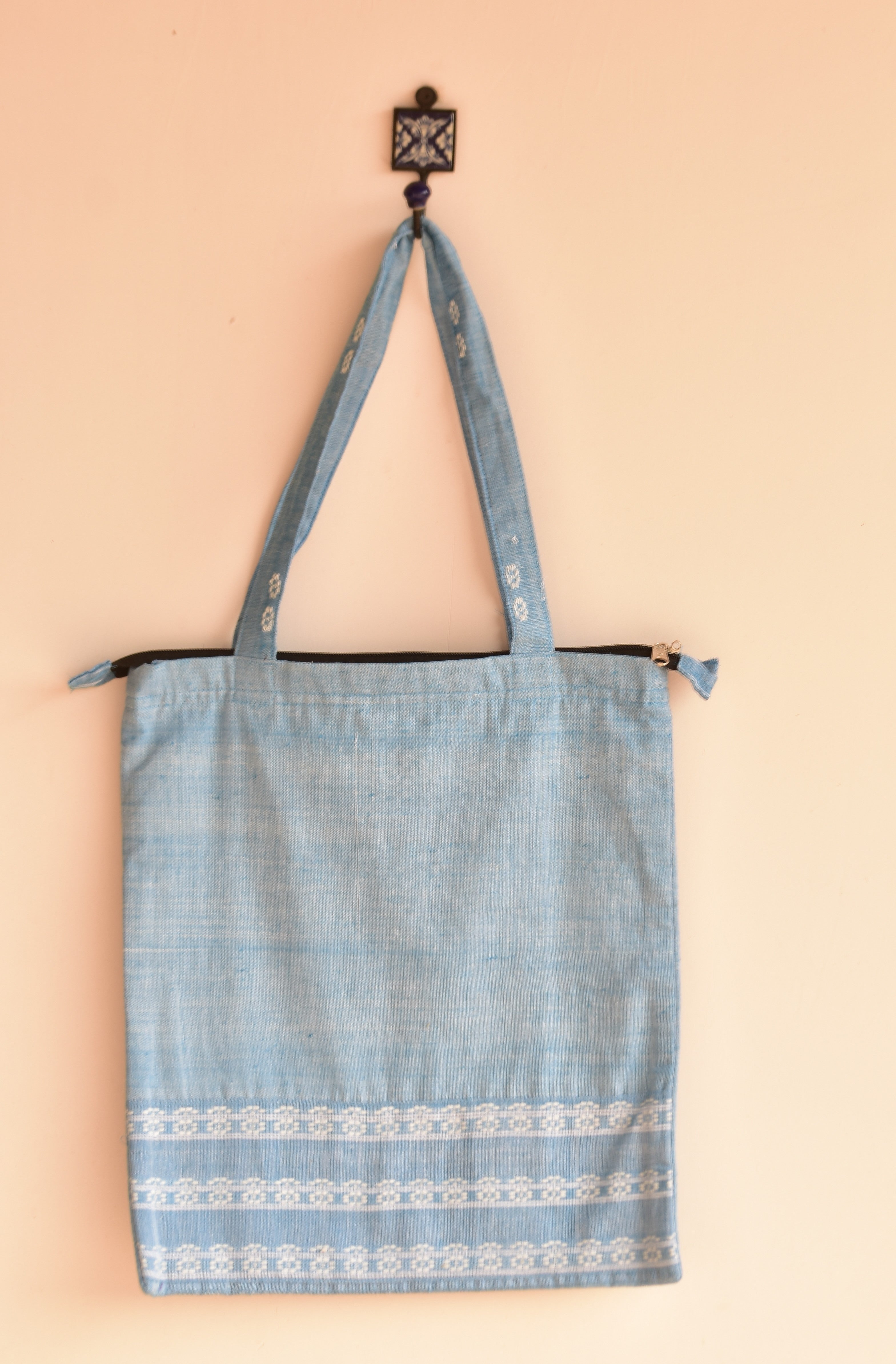 Handwoven Tote Bag Blue