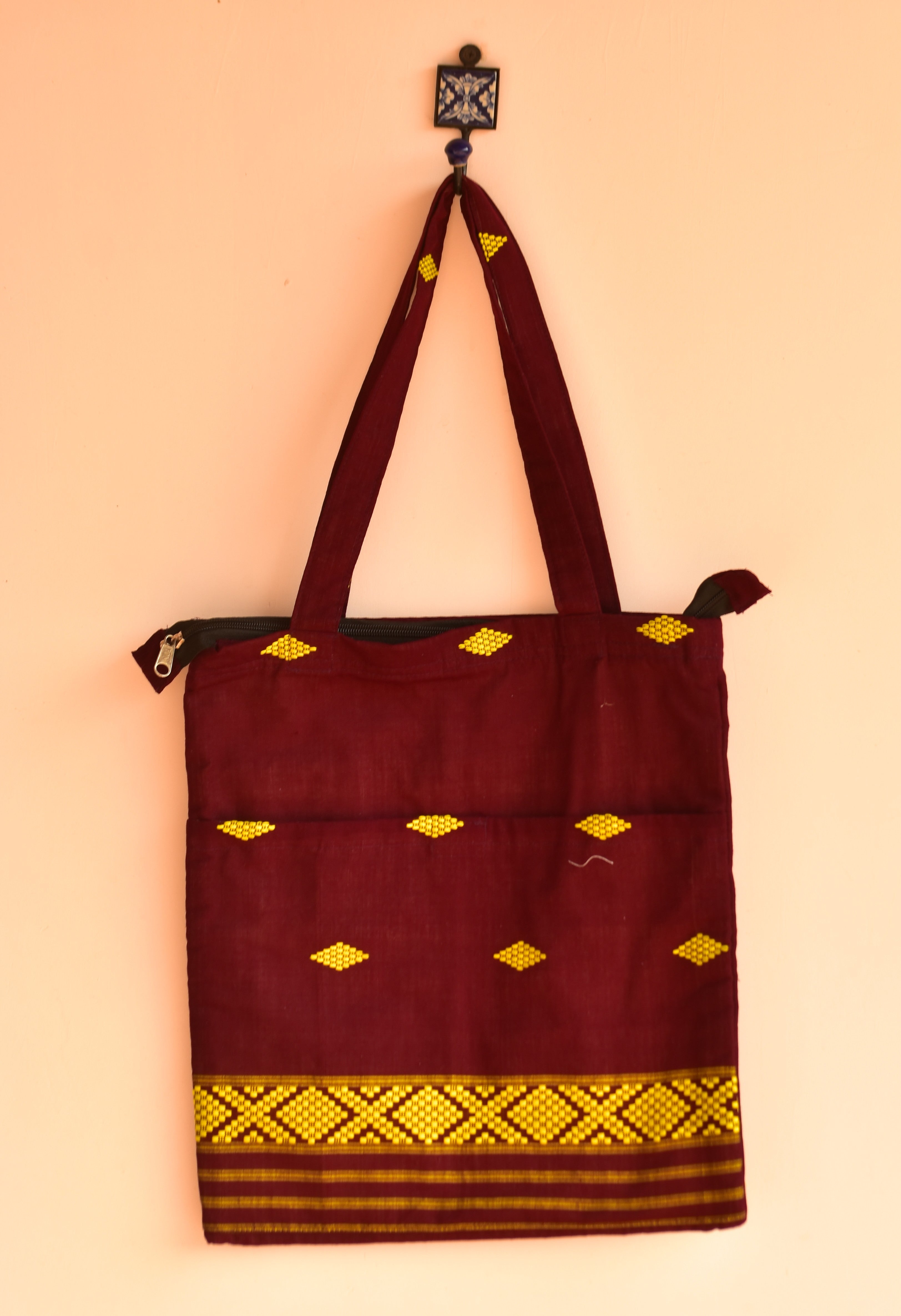 Handwoven Tote Bag Maroon