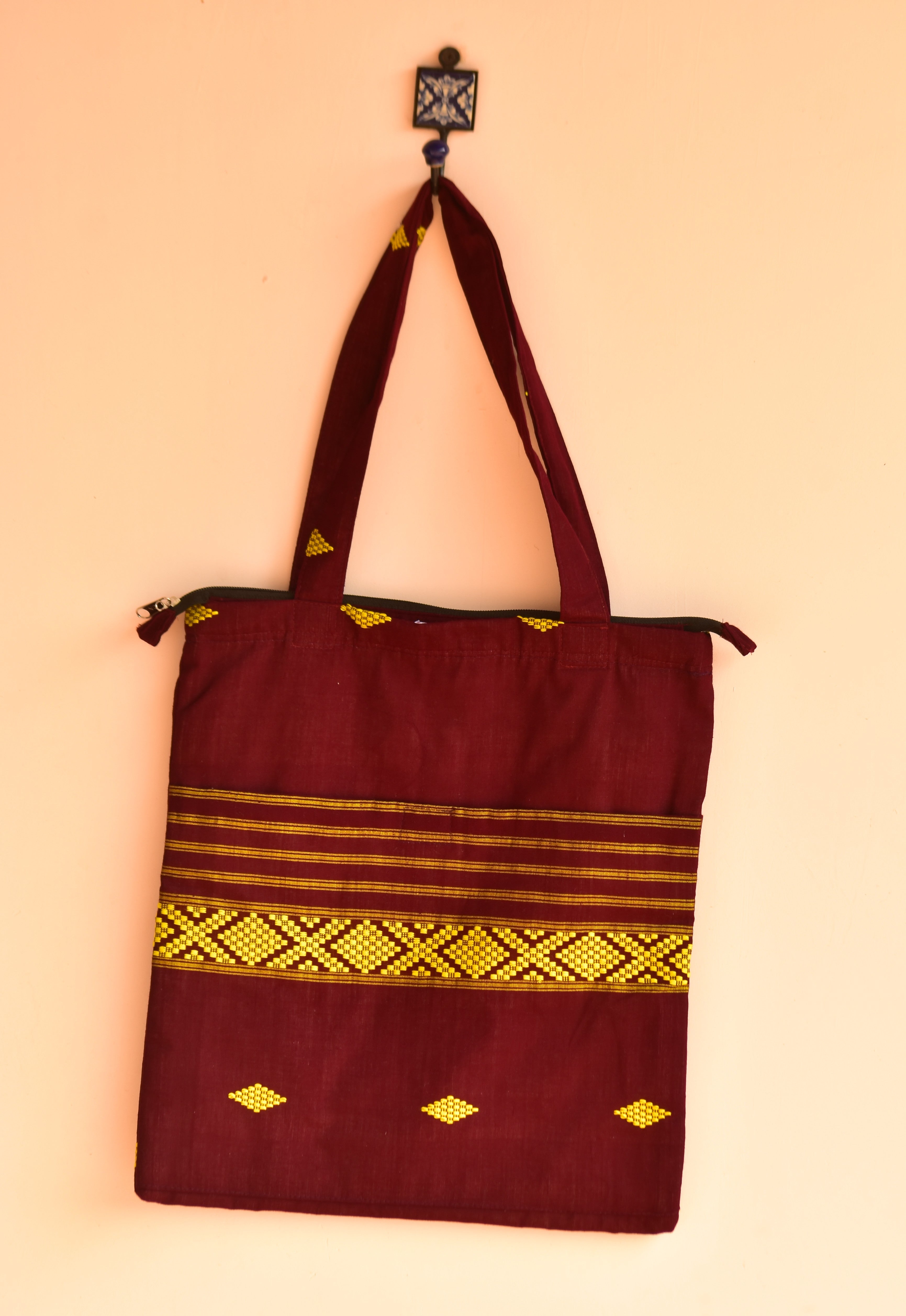Handwoven Tote Bag Maroon