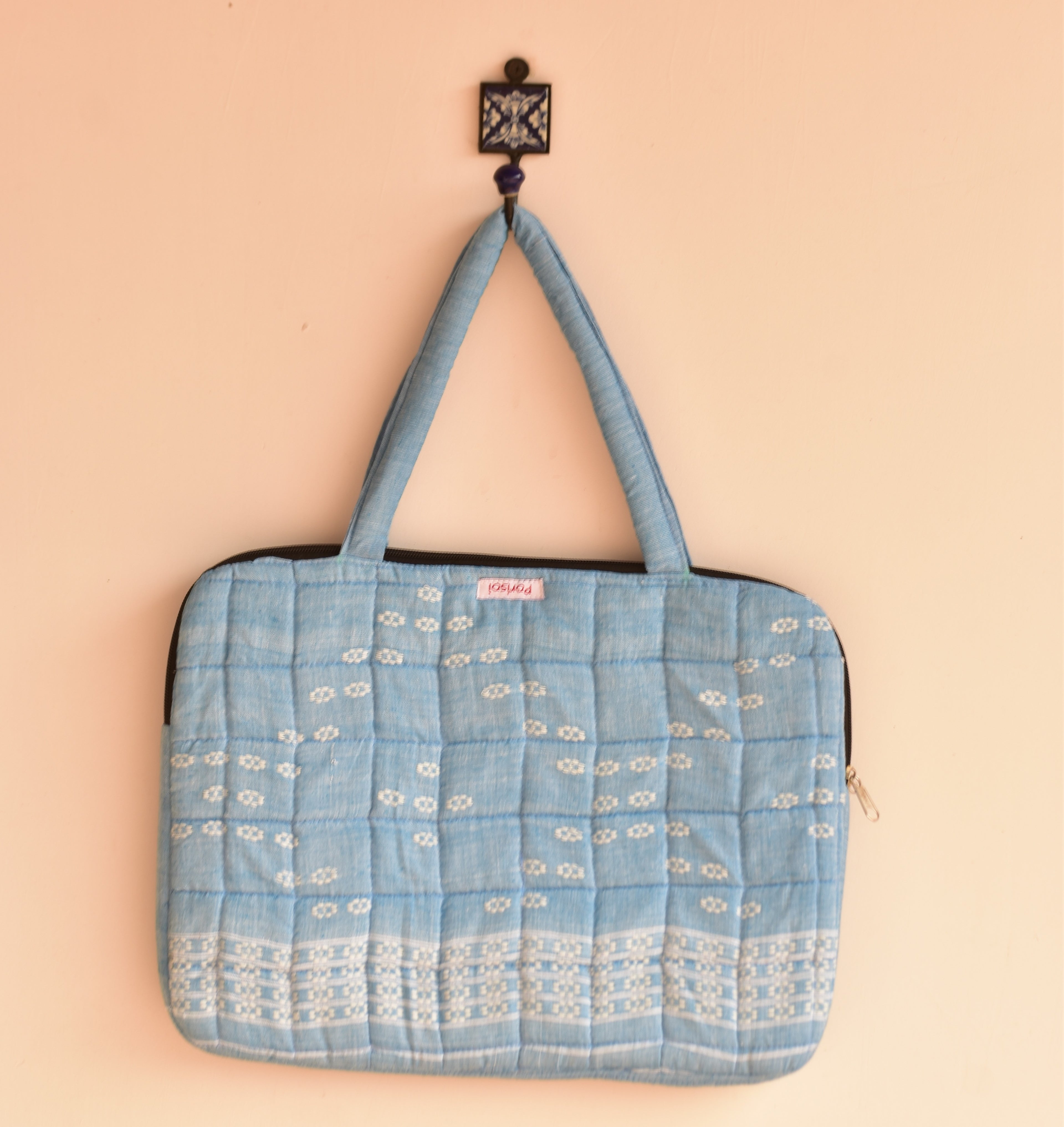 Handwoven Laptop Bag Blue