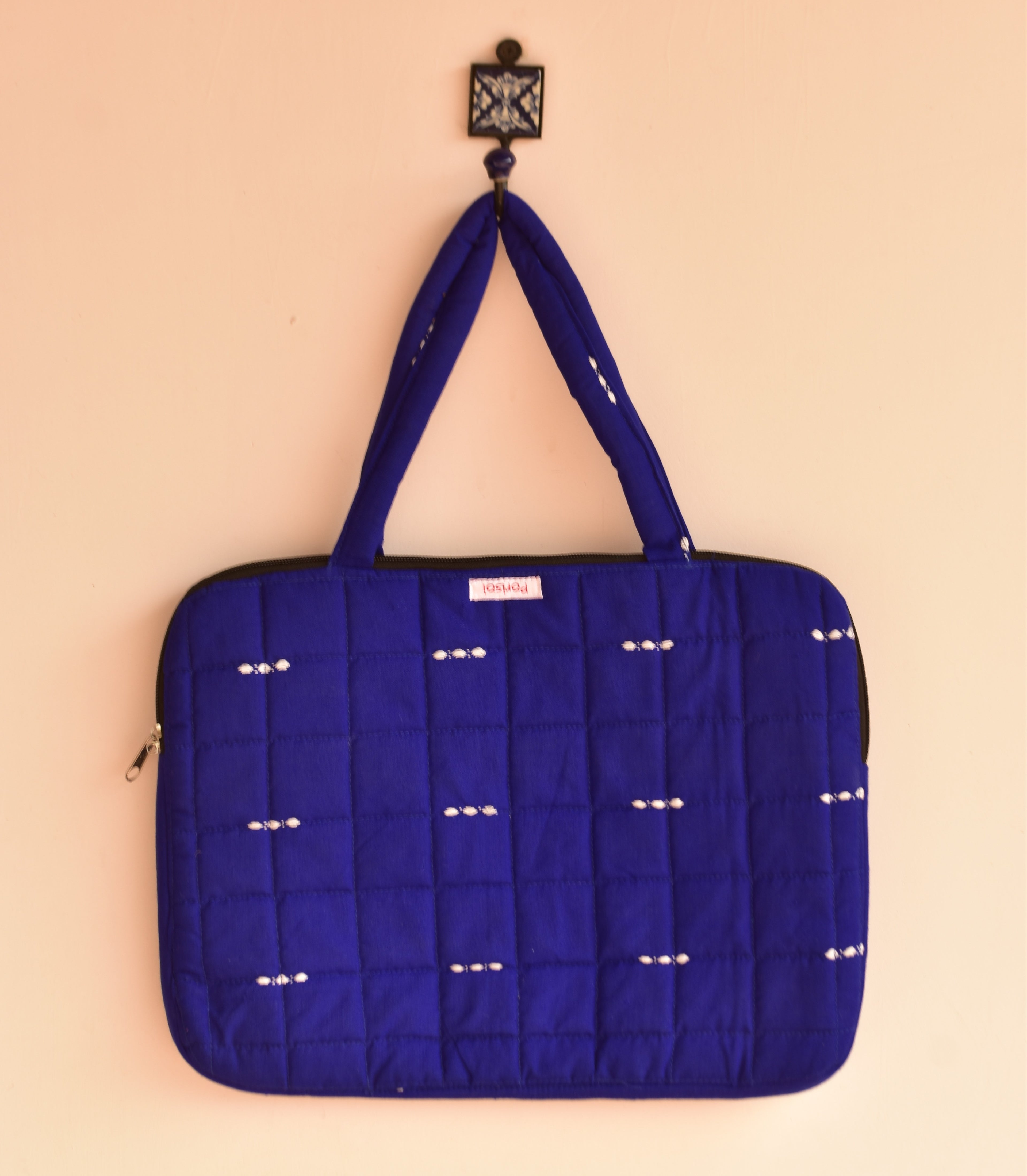 Handwoven Laptop Bag Navy Blue