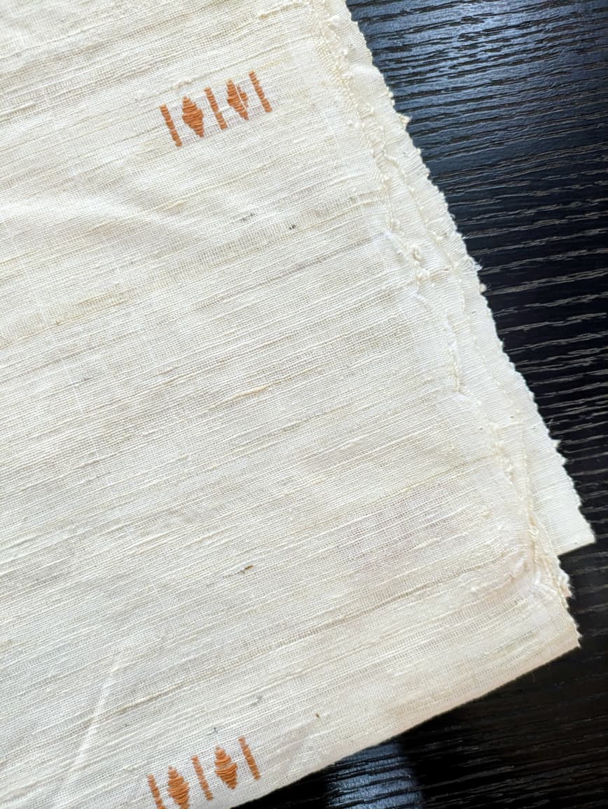 Running Fabric- Mercerised Cotton+ Eri Silk with Beige motifs