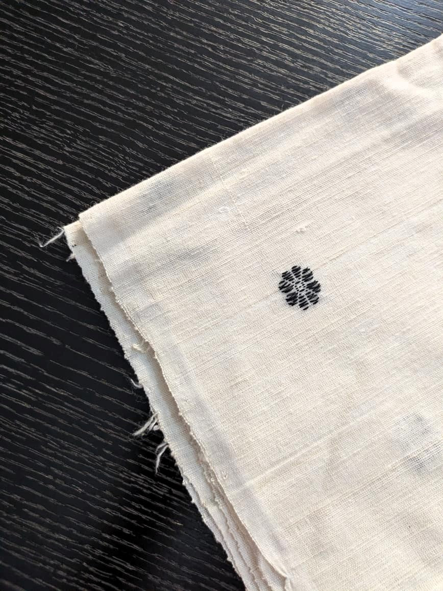 Running Fabric- Mercerised Cotton+ Eri Silk with Black motifs
