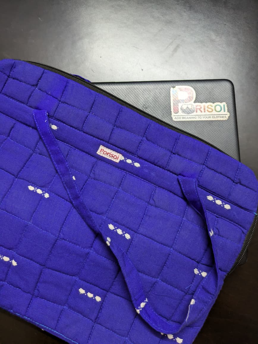 Handwoven Laptop Bag Navy Blue