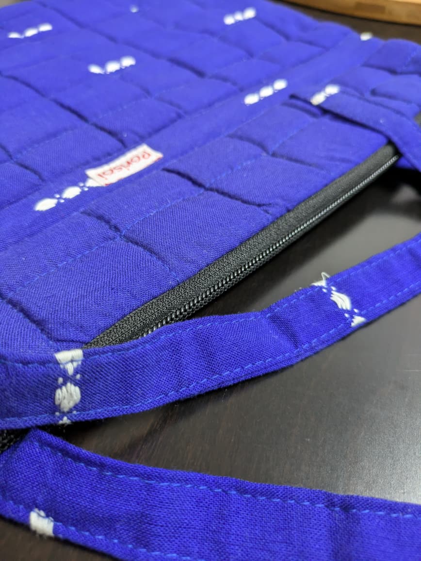Handwoven Laptop Bag Navy Blue