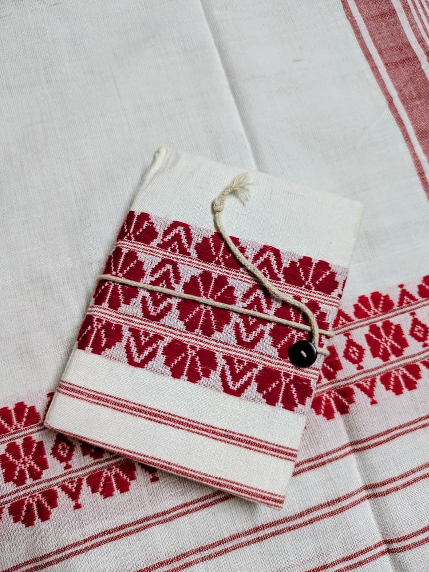 Handloom Gamusa Fabric Notebook White