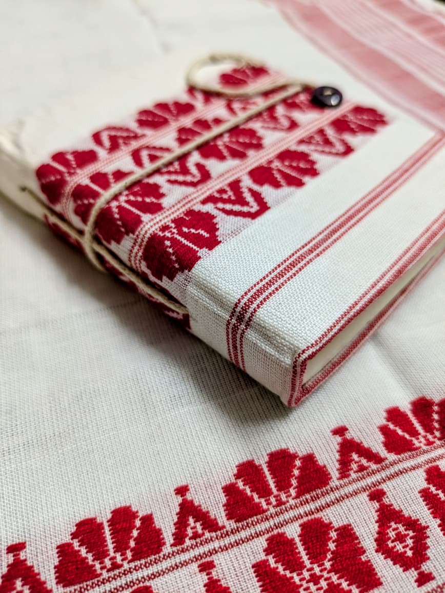 Handloom Gamusa Fabric Notebook White