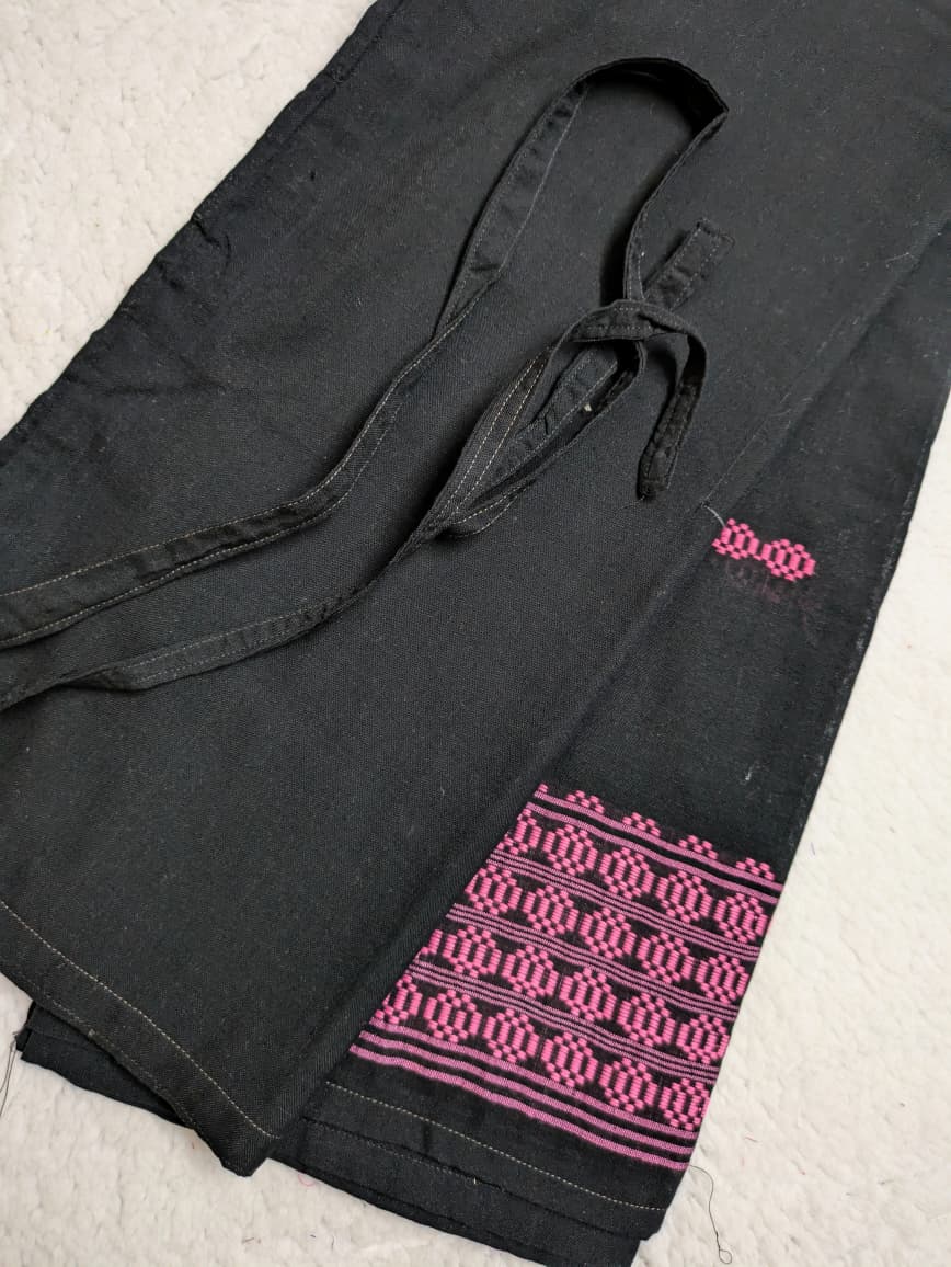 Handwoven Wraparound Black and Pink