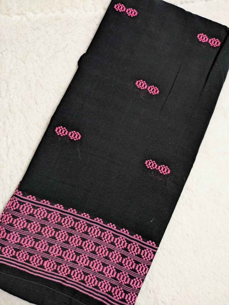 Handwoven Wraparound Black and Pink
