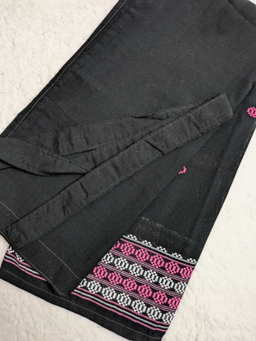 Handwoven Wraparound Black and Pink and White
