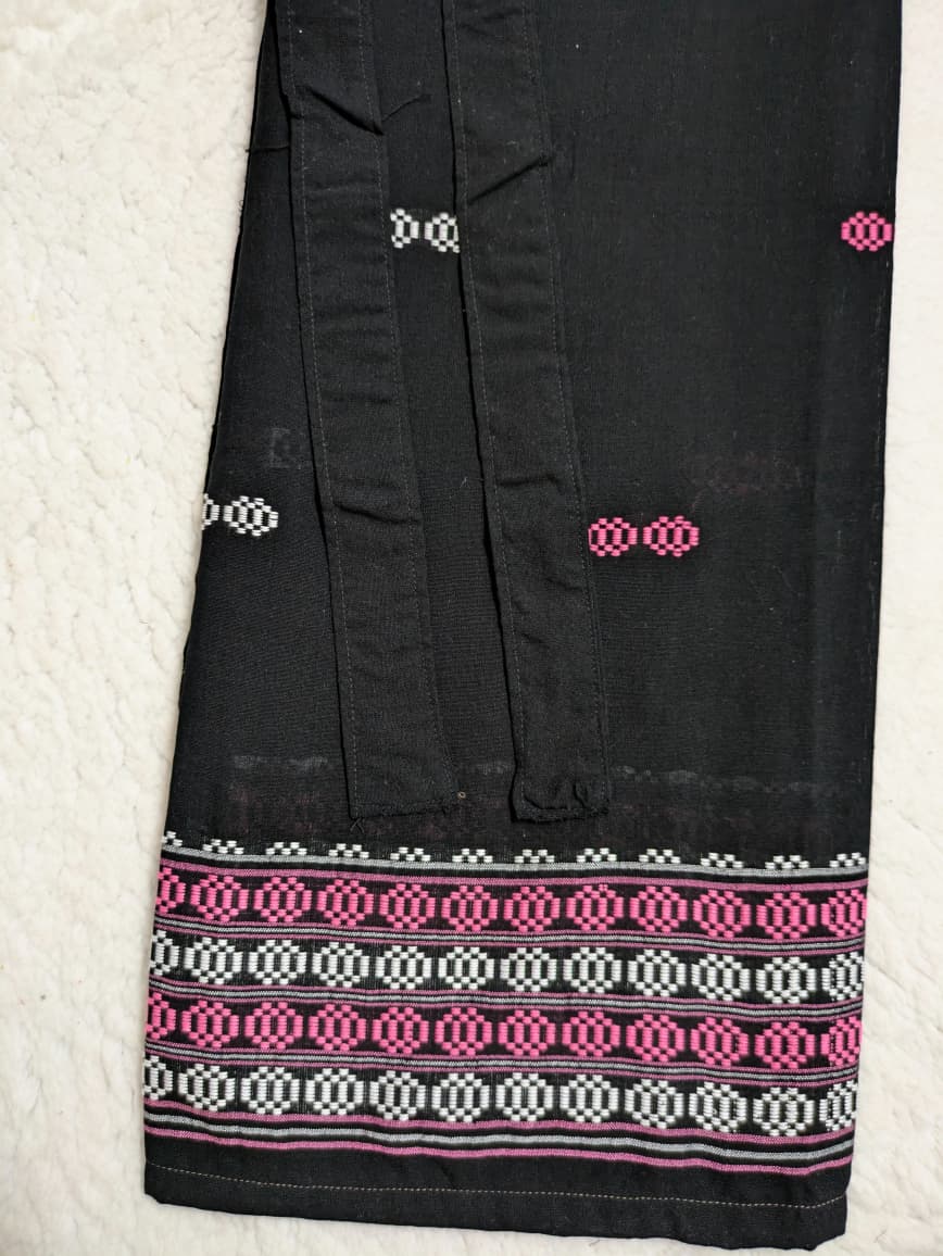Handwoven Wraparound Black and Pink and White