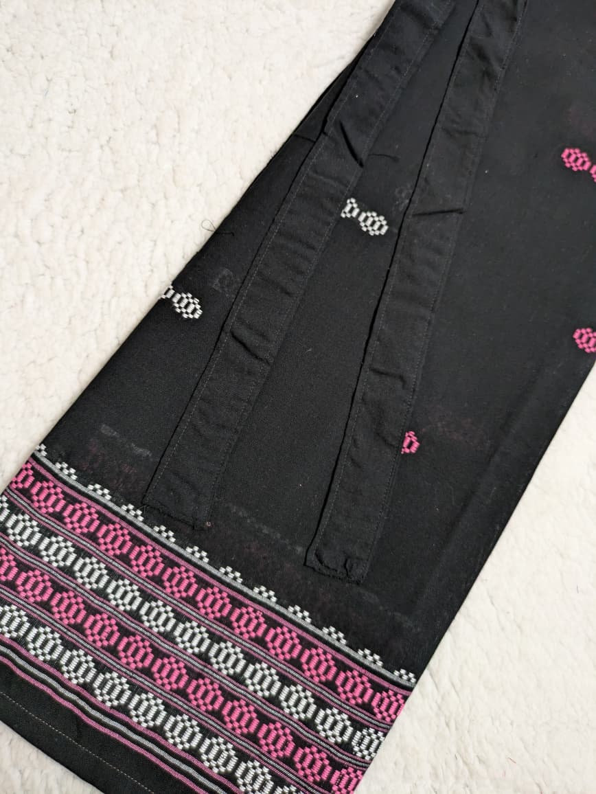 Handwoven Wraparound Black and Pink and White