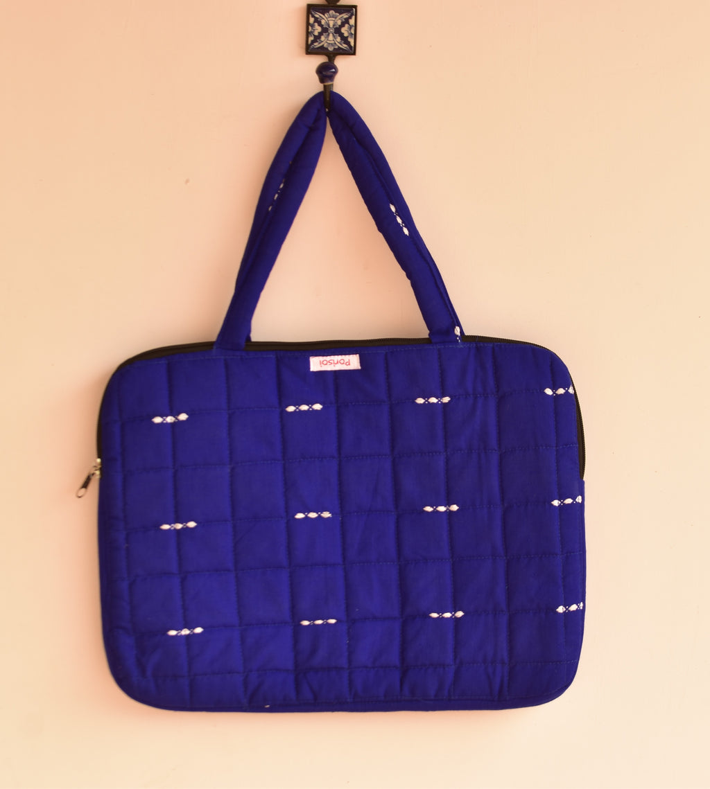Handwoven Laptop Bag Navy Blue