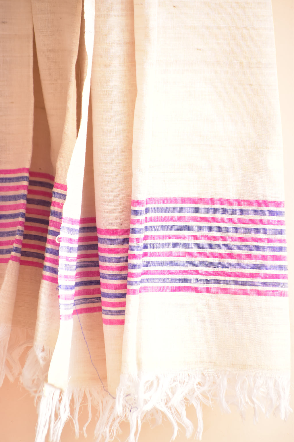 Cotton + Eri Dupatta - Pink & Purple Stripe