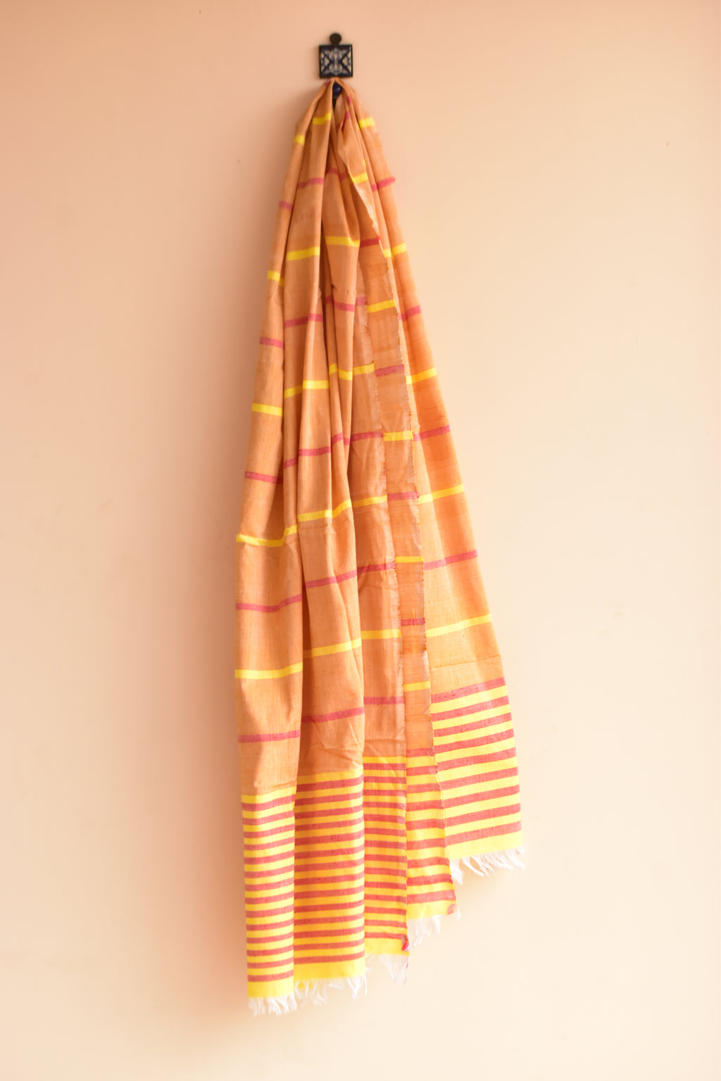 Handwoven Cotton Dupatta Yellow & Red Stripes