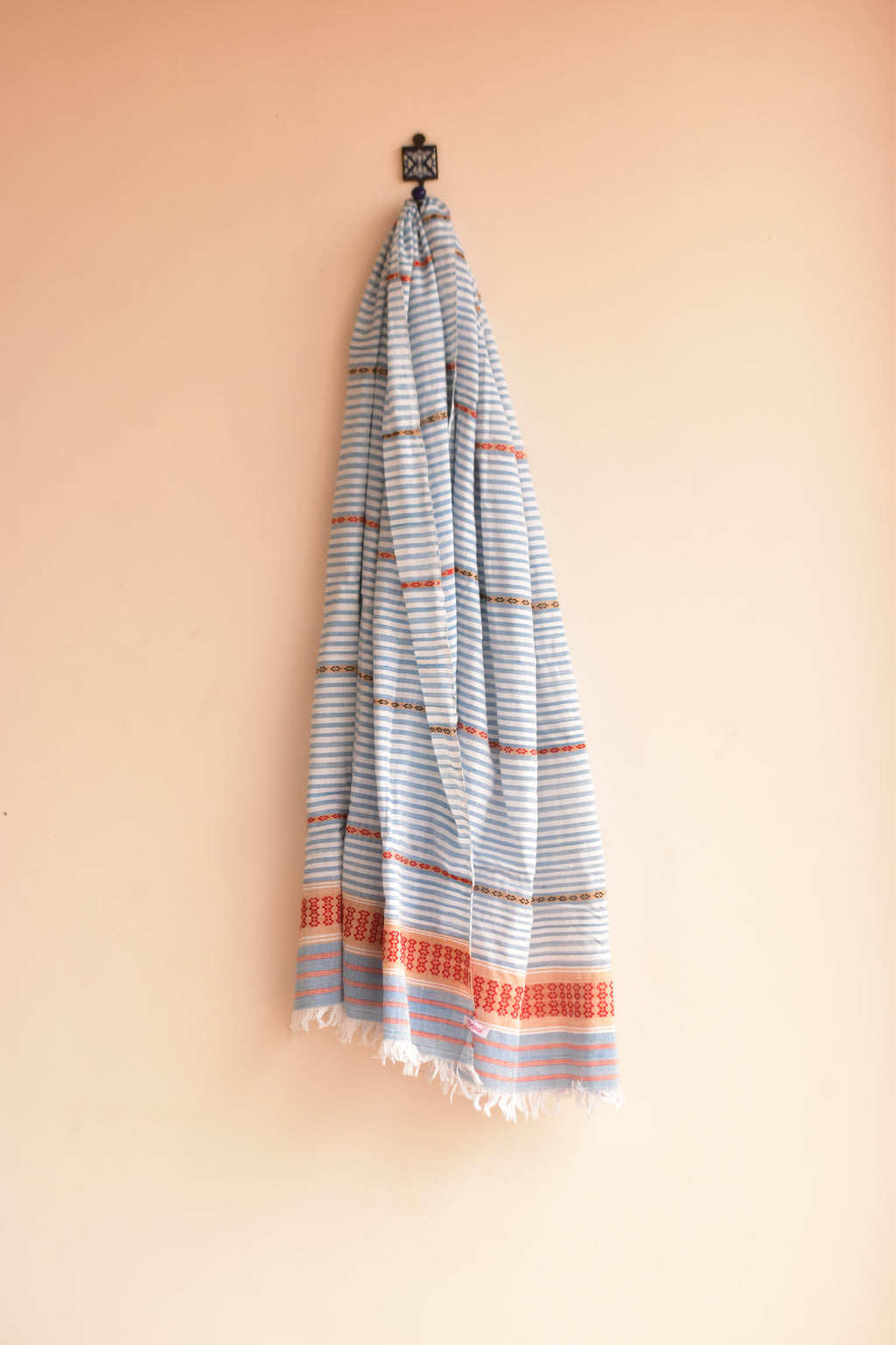 Handwoven Cotton Dupatta Blue & White Stripes