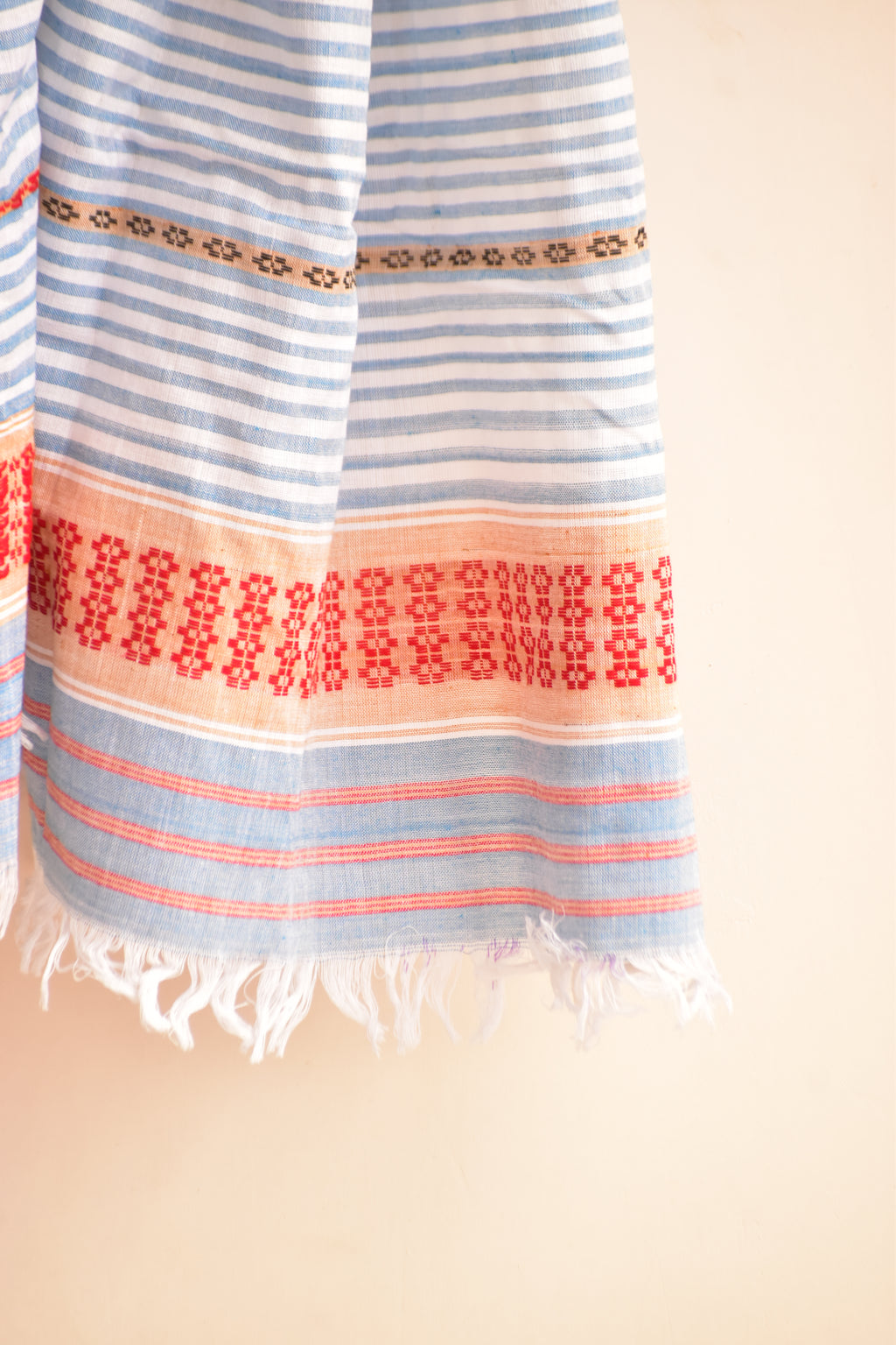 Handwoven Cotton Dupatta Blue & White Stripes