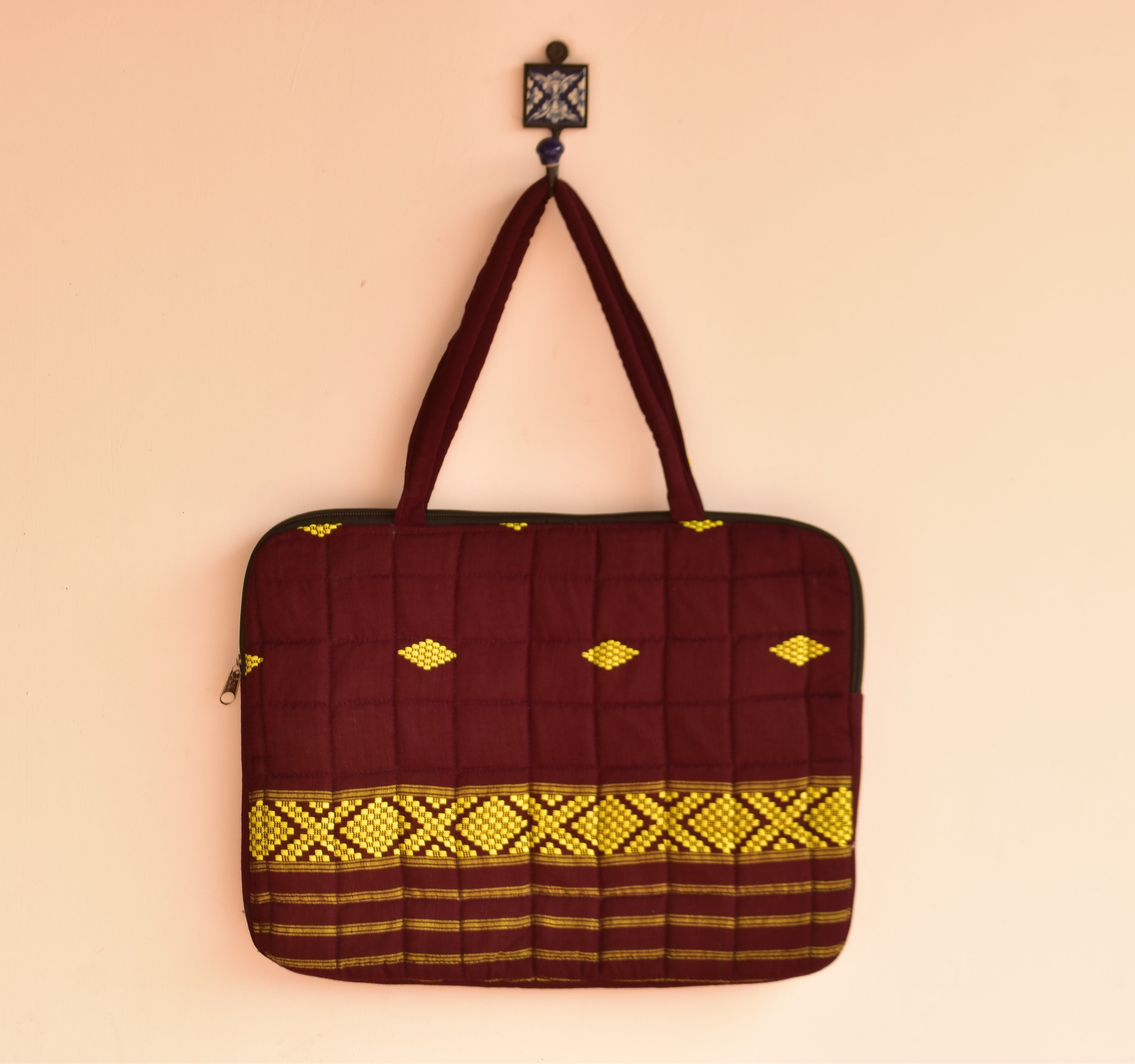 Handwoven Laptop Bag Maroon