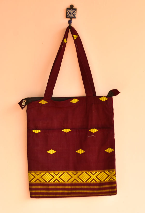 Handwoven Tote Bag Maroon