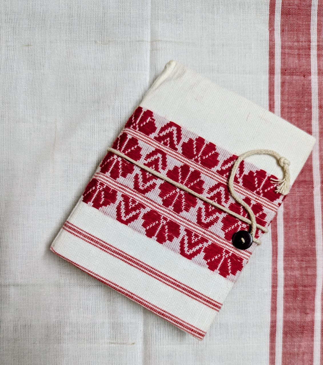 Handloom Gamusa Fabric Notebook White
