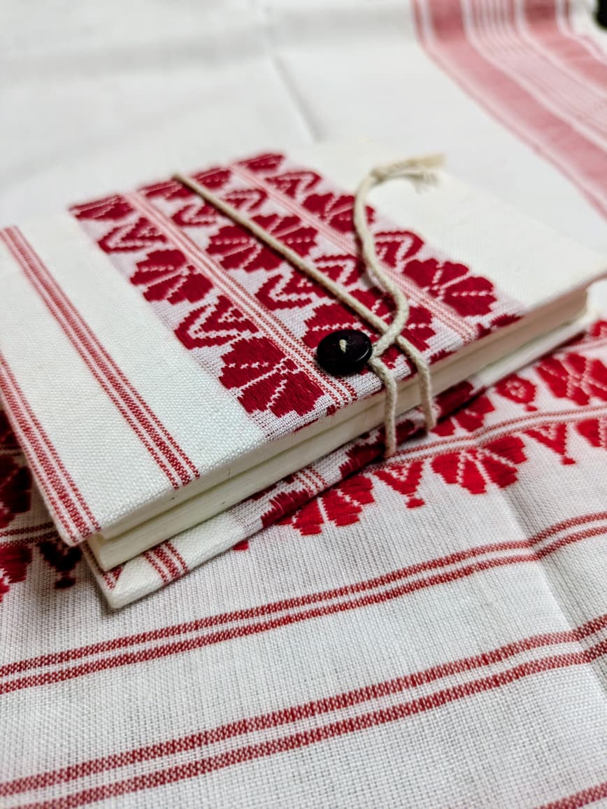 Handloom Gamusa Fabric Notebook White