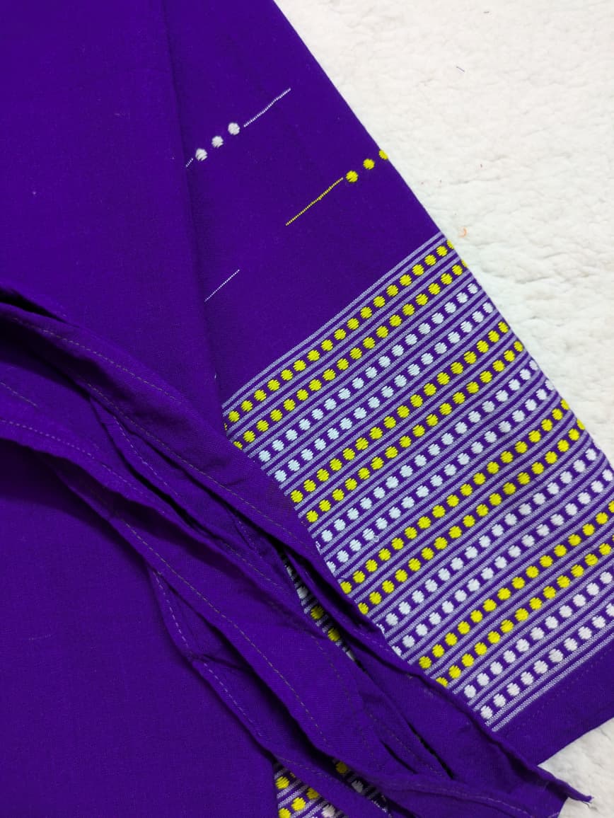 Handwoven Wraparound Dark Purple with Yellow and White