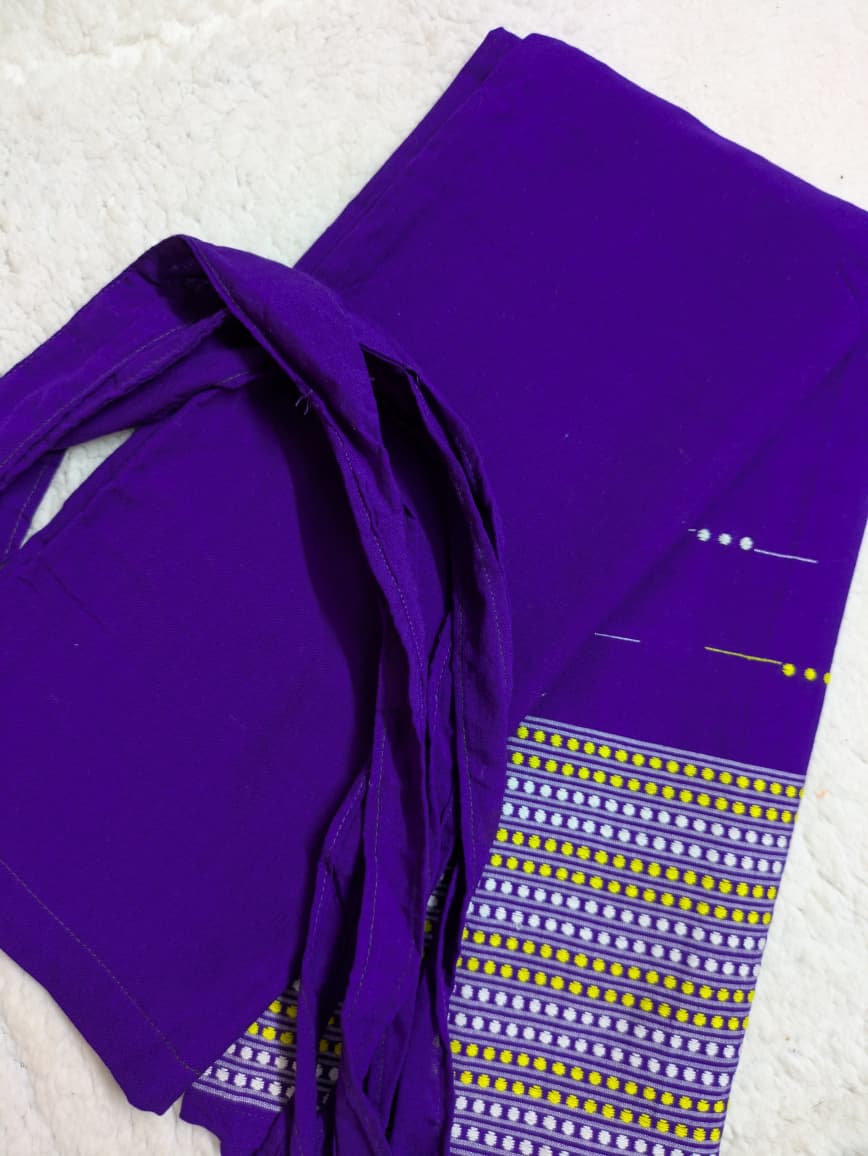 Handwoven Wraparound Dark Purple with Yellow and White