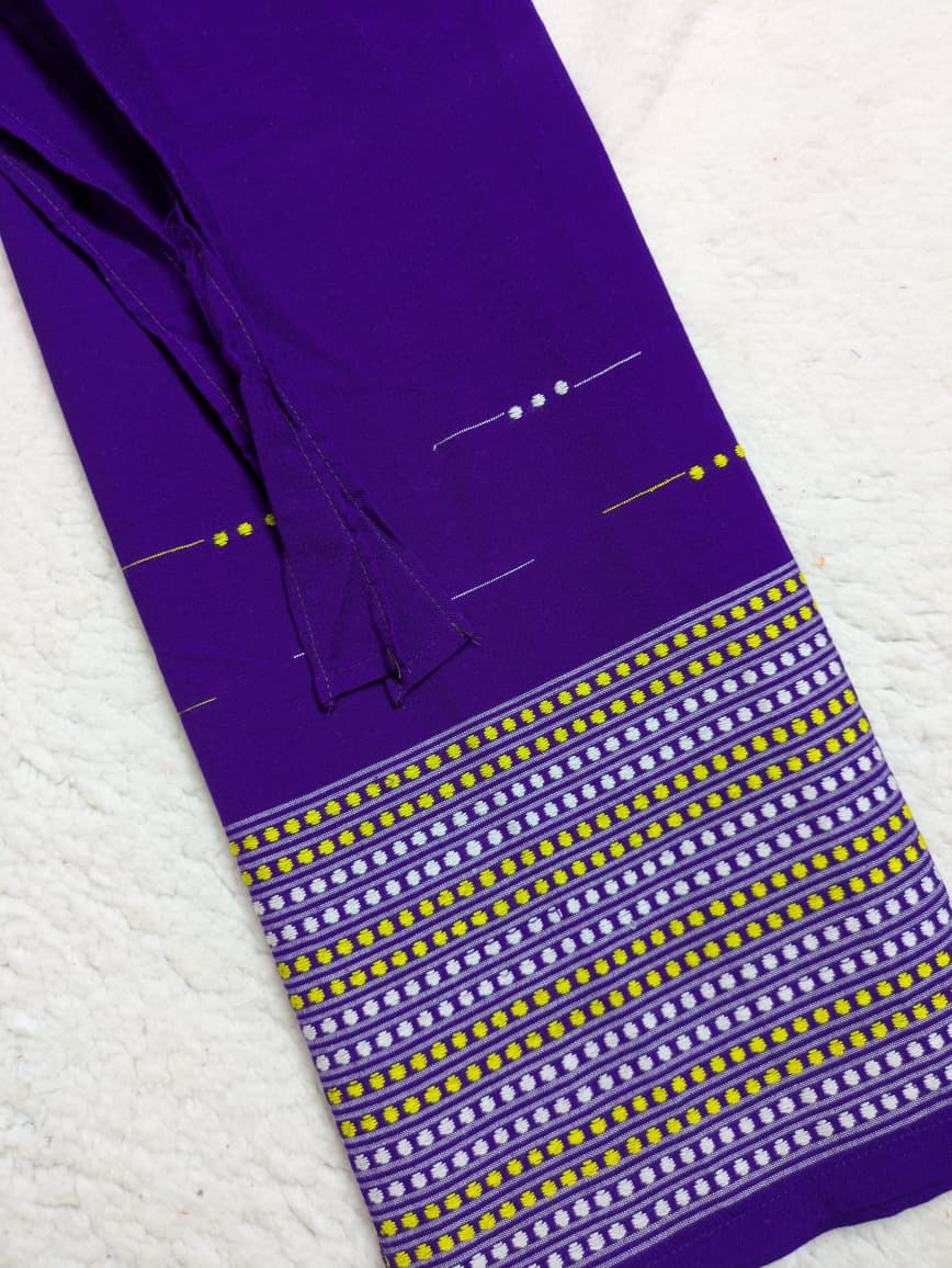Handwoven Wraparound Dark Purple with Yellow and White
