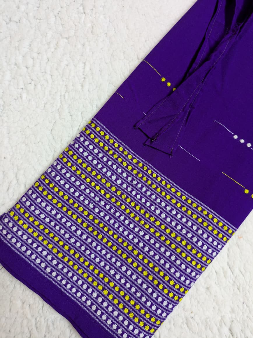 Handwoven Wraparound Dark Purple with Yellow and White